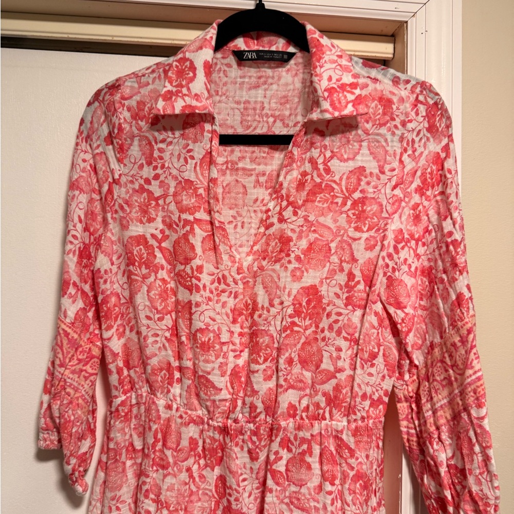 Zara Pink Floral Patterned Dress